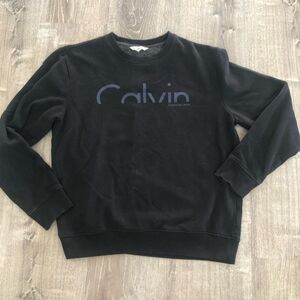 Calvin Klein Jeans Mens Black Pullover Crewneck Long Sleeve Sweatshirt Sz Large